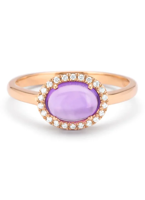 Roségouden ring, 1.20 ct paarse amethist, Little Drops