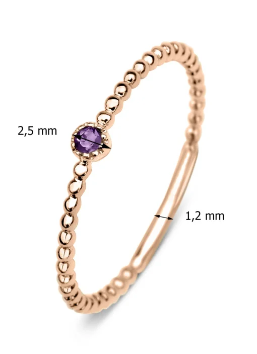 Roségouden ring, 0.04 ct paarse amethist, Joy