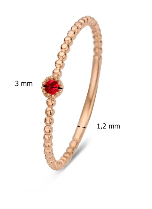 Roségouden ring, 0.05 ct robijn, Joy
