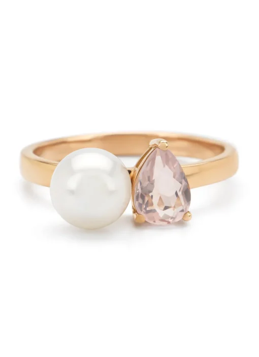 Roségouden ring, 0.72 ct rozenkwarts, Rivièra
