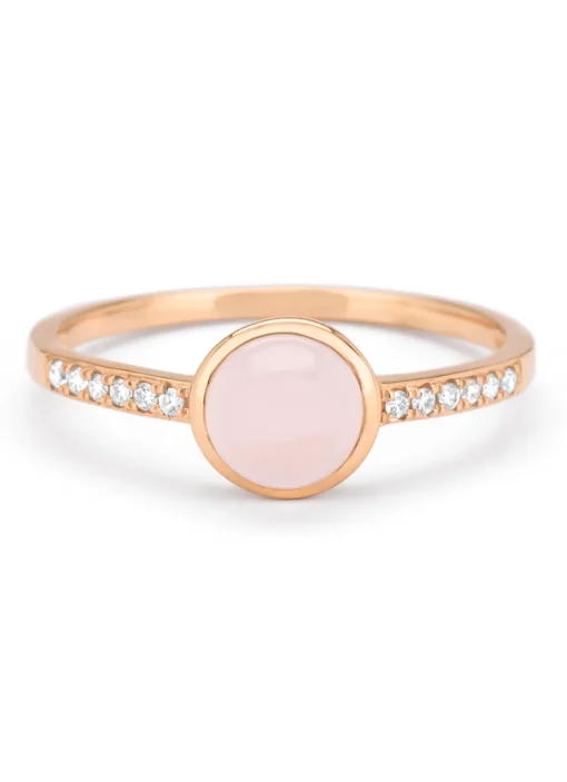 Roségouden ring, 0.91 ct rozenkwarts, Little Drops