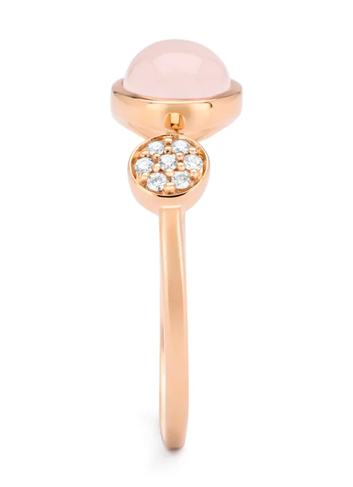 Roségouden ring, 1.30 ct rozenkwarts, Little Drops