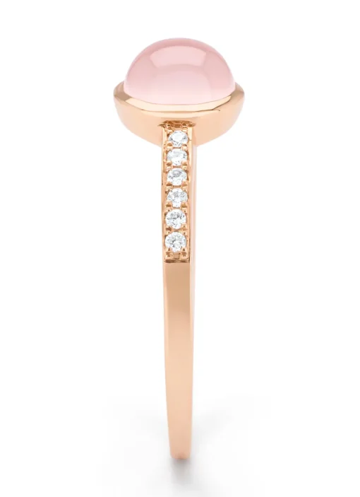Roségouden ring, 0.91 ct rozenkwarts, Little Drops