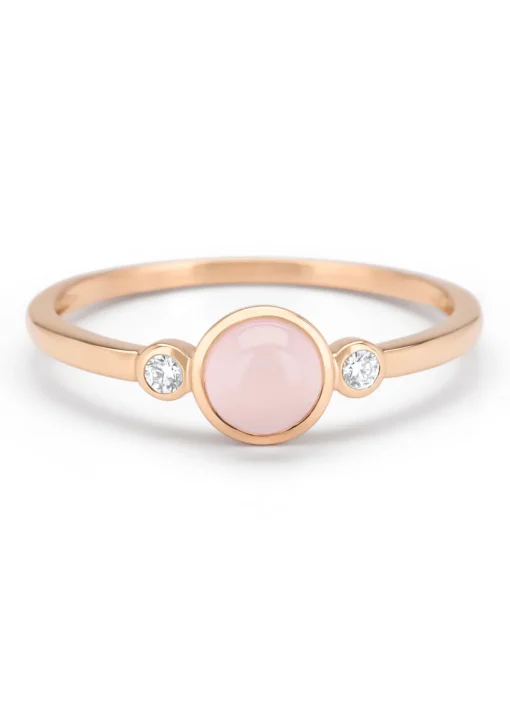 Roségouden ring, 0.54 ct rozenkwarts, Little Drops