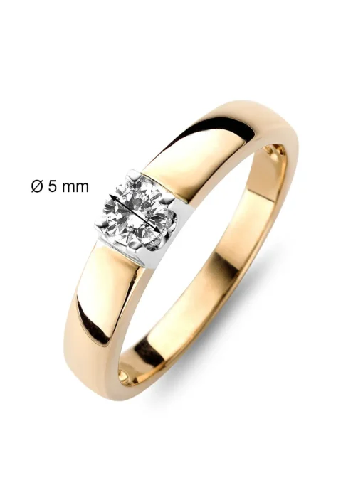 Roségouden solitairring, 0.45 ct diamant, Groeibriljant