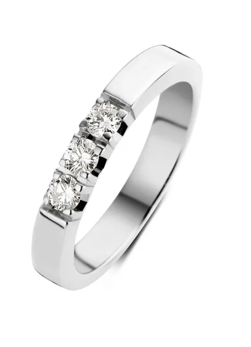 Witgouden alliance ring, 0.39 ct diamant, Groeibriljant