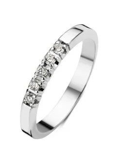 Witgouden alliance ring, 0.15 ct diamant, Groeibriljant