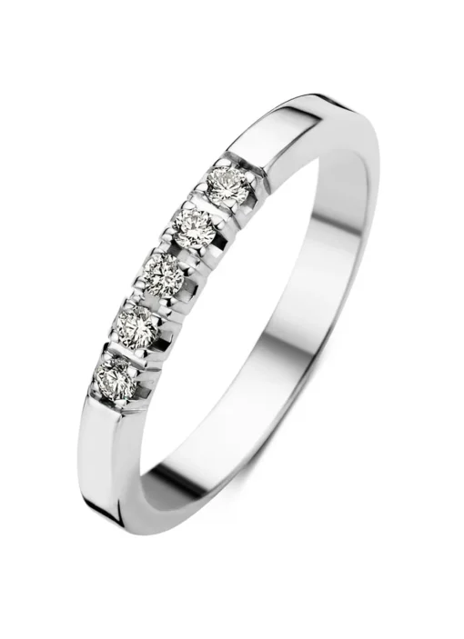 Witgouden alliance ring, 0.15 ct diamant, Groeibriljant