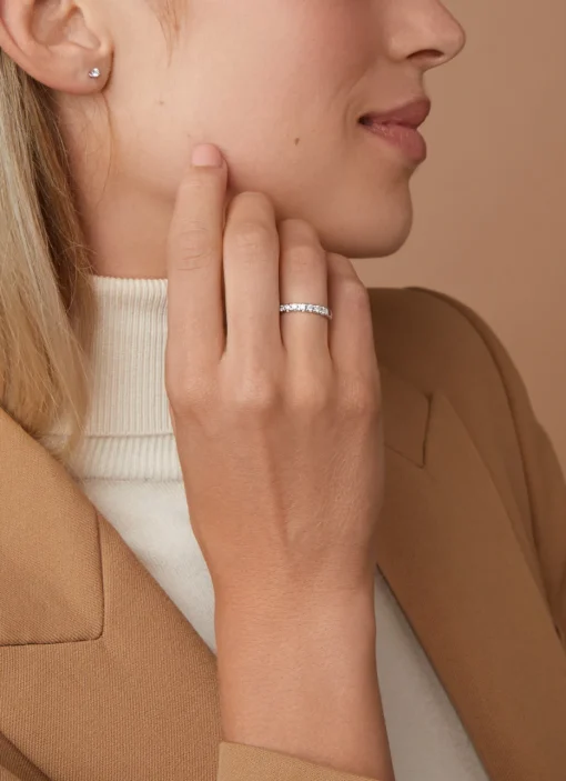 Witgouden alliance ring, 0.21 ct diamant, Groeibriljant