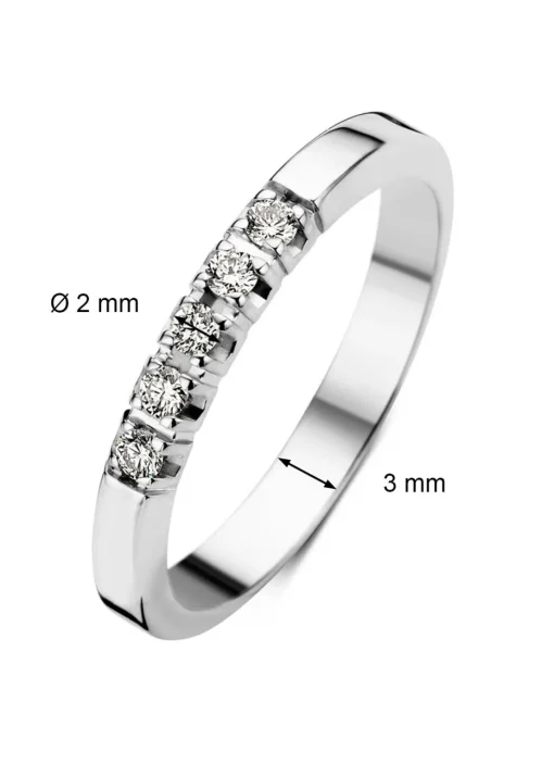 Witgouden alliance ring, 0.15 ct diamant, Groeibriljant