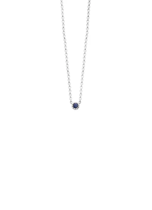 Witgouden collier, 0.05 ct blauwe saffier, Joy