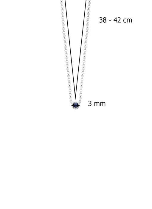 Witgouden collier, 0.05 ct blauwe saffier, Joy