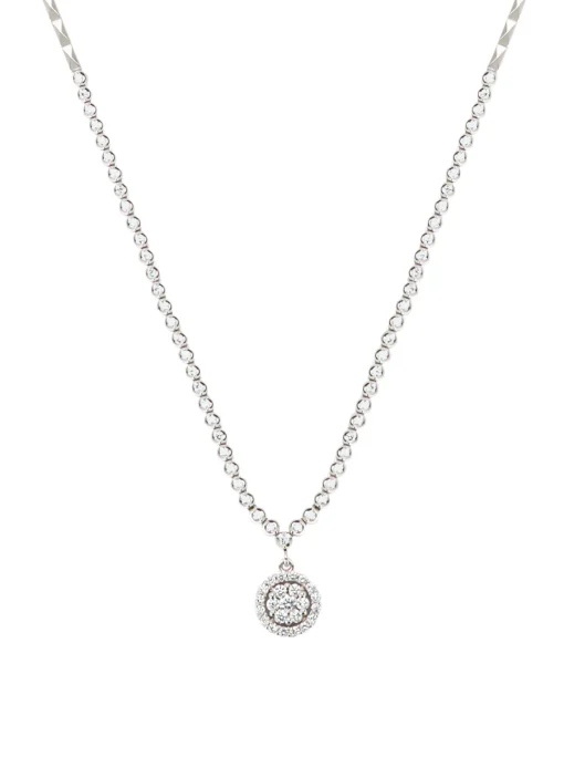 Witgouden collier, 0.68 ct diamant, Caviar