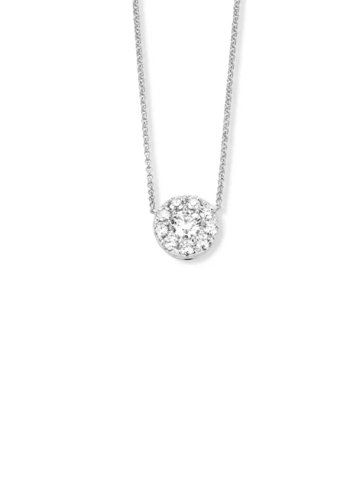 Witgouden collier, 0.65 ct diamant, Hearts & Arrows