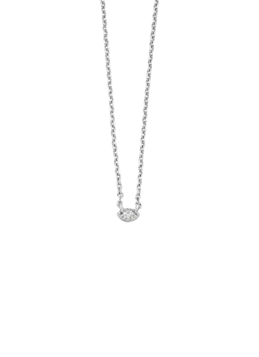 Witgouden collier, 0.04 ct diamant, Joy