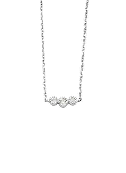 Witgouden collier, 0.11 ct diamant, Joy