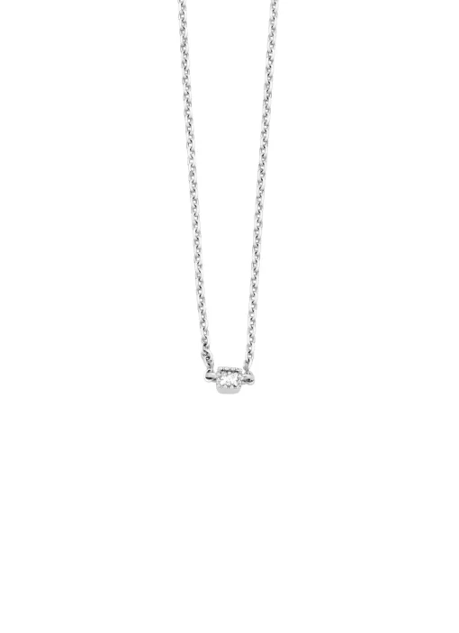 Witgouden collier, 0.04 ct diamant, Joy