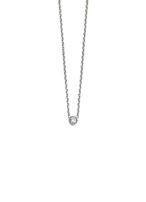 Witgouden collier, 0.05 ct diamant, Joy