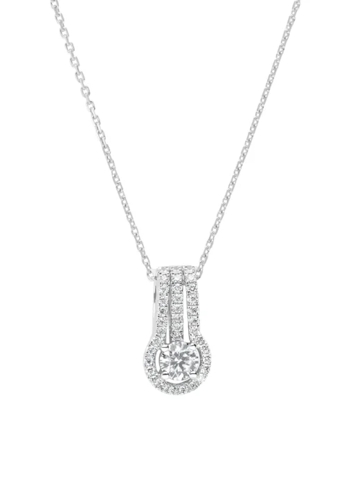 Witgouden hanger, 0.41 ct diamant, Hearts & Arrows