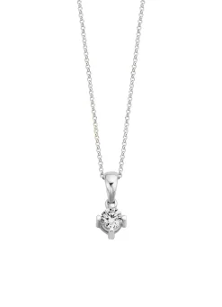 Witgouden hanger, 0.16 ct diamant, Hearts & Arrows