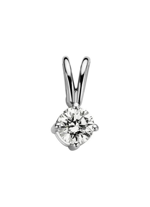 Witgouden hanger, 0.12 ct diamant, Groeibriljant