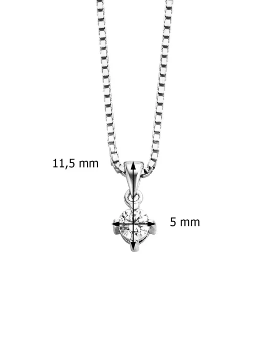 Witgouden hanger, 0.20 ct diamant, Hearts & Arrows