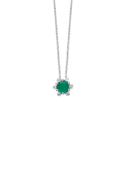 Witgouden hanger, 0.35 ct smaragd, Empress