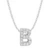 Witgouden hanger B, 0.07 ct diamant, Alphabet