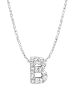 Witgouden hanger B, 0.07 ct diamant, Alphabet