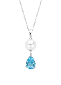 Witgouden hanger met collier, 1.19 ct topaas, Rivièra