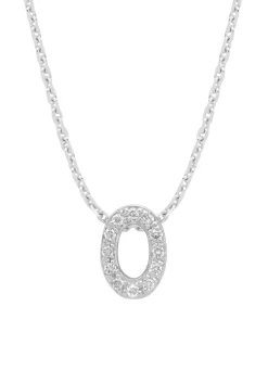 Witgouden hanger O, 0.05 ct diamant, Alphabet
