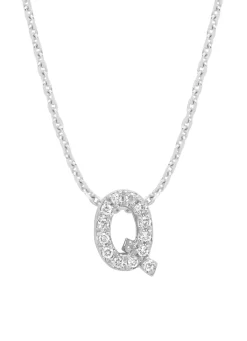 Witgouden hanger Q, 0.05 ct diamant, Alphabet