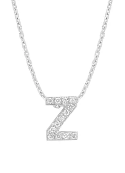 Witgouden hanger Z, 0.05 ct diamant, Alphabet