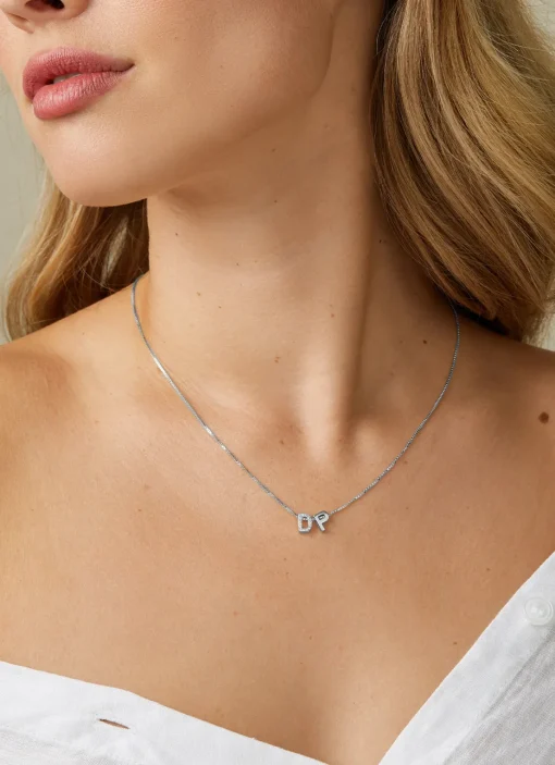 Witgouden hanger Z, 0.05 ct diamant, Alphabet