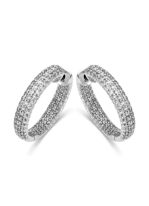 Witgouden oorsieraden, 2.22 ct diamant, Caviar