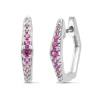 Witgouden oorsieraden, 0.22 ct roze saffier, Ensemble