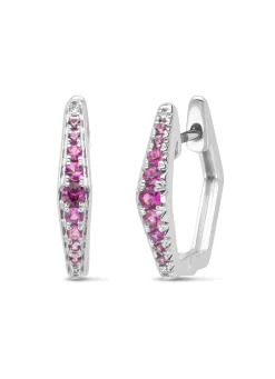 Witgouden oorsieraden, 0.22 ct roze saffier, Ensemble