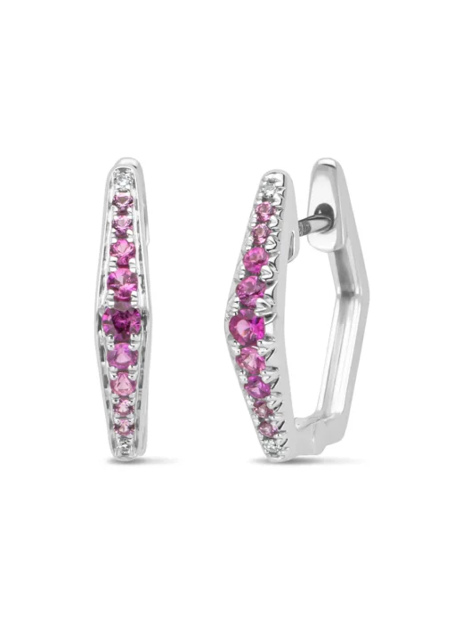 Witgouden oorsieraden, 0.22 ct roze saffier, Ensemble