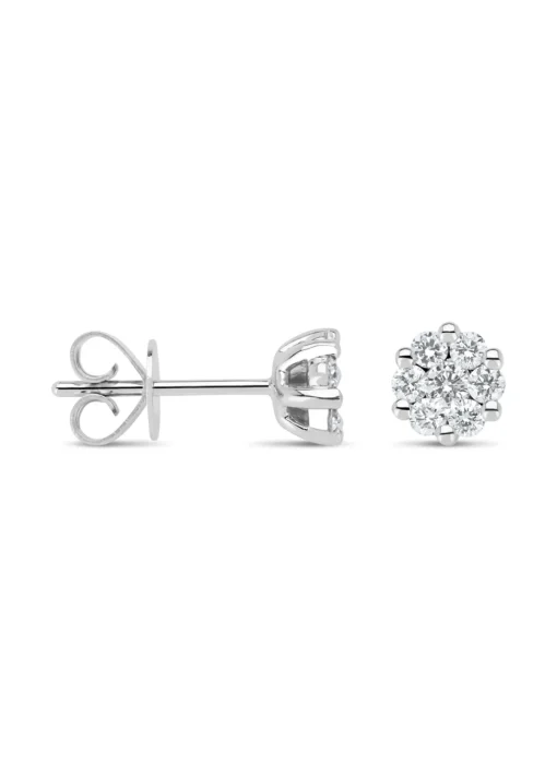 Witgouden oorsieraden, 0.52 ct diamant, Caviar