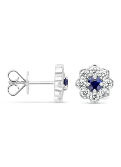 Witgouden oorsieraden, 0.40 ct blauwe saffier, Majestic