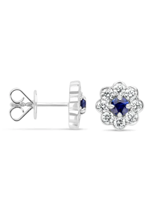 Witgouden oorsieraden, 0.40 ct blauwe saffier, Majestic
