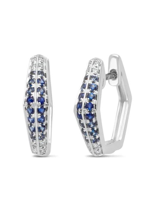 Witgouden oorsieraden, 0.30 ct blauwe saffier, Ensemble
