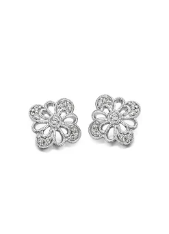 Witgouden oorsieraden, 0.14 ct diamant, Since 1904