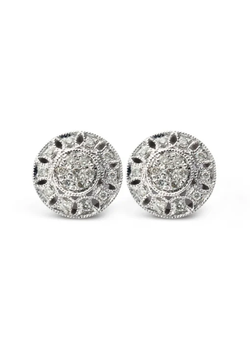 Witgouden oorsieraden, 0.19 ct diamant, Since 1904
