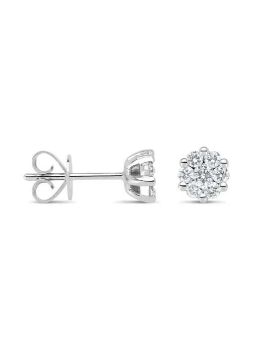 Witgouden oorsieraden, 0.52 ct diamant, Caviar