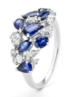 Witgouden ring, 2.06 ct blauwe saffier, Majestic