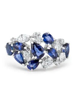 Witgouden ring, 2.06 ct blauwe saffier, Majestic