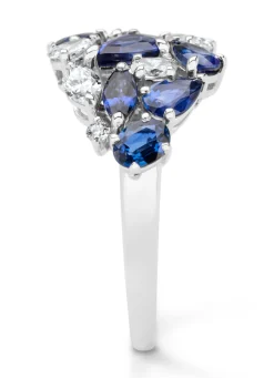 Witgouden ring, 2.06 ct blauwe saffier, Majestic