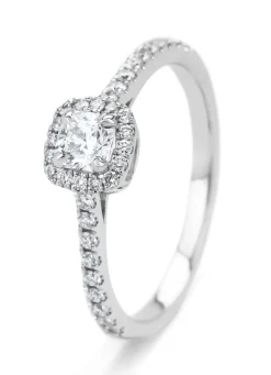 Witgouden ring, 0.52 ct diamant, Hearts & Arrows