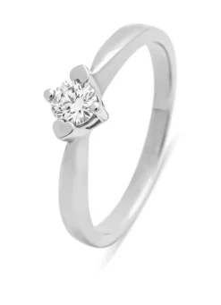 Witgouden ring, 0.23 ct diamant, Hearts & Arrows